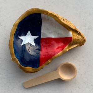 Texas Flag Oyster Shell Ring Dish/Salt Dish