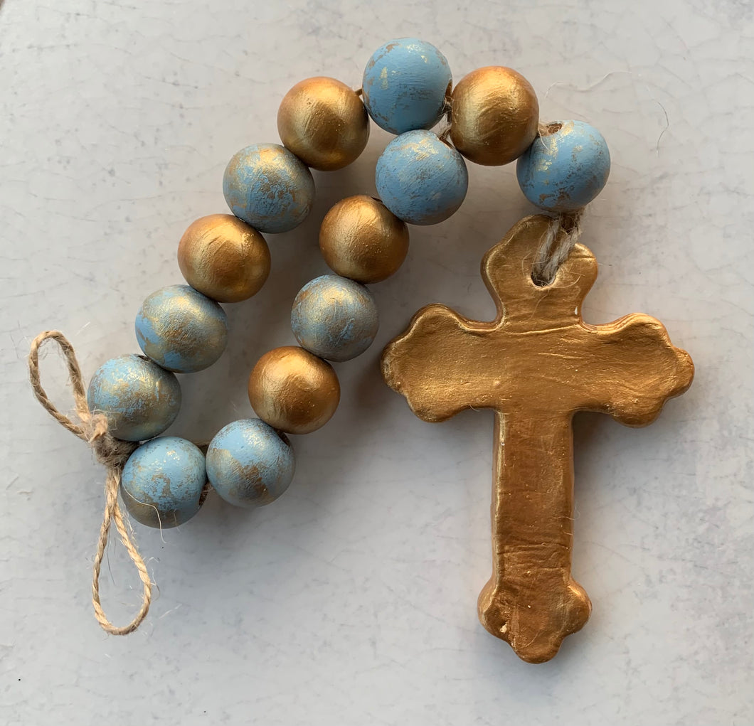 Blessing Beads (Light Blue) with Cross