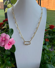 Load image into Gallery viewer, 24k gold filled large link chain with gold Pave’ Carabiner
