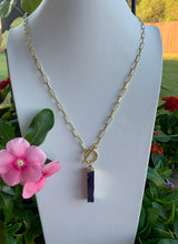 Load image into Gallery viewer, 14k gold filled paperclip chain with Purple Druzy pendant
