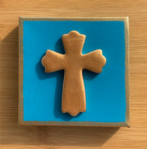 Gold cross | turquoise canvas