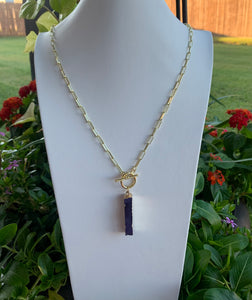 14k gold filled paperclip chain with Purple Druzy pendant