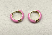 Load image into Gallery viewer, Soft Pink Enamel Huggie hoops
