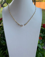 Load image into Gallery viewer, Single Baroque Freshwater Pearl on gold filled paperclip chain
