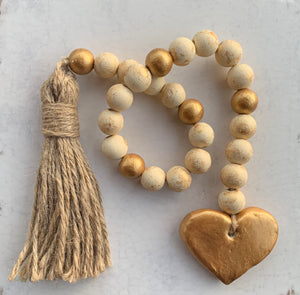 Blessing Beads garland (Off White) with Heart