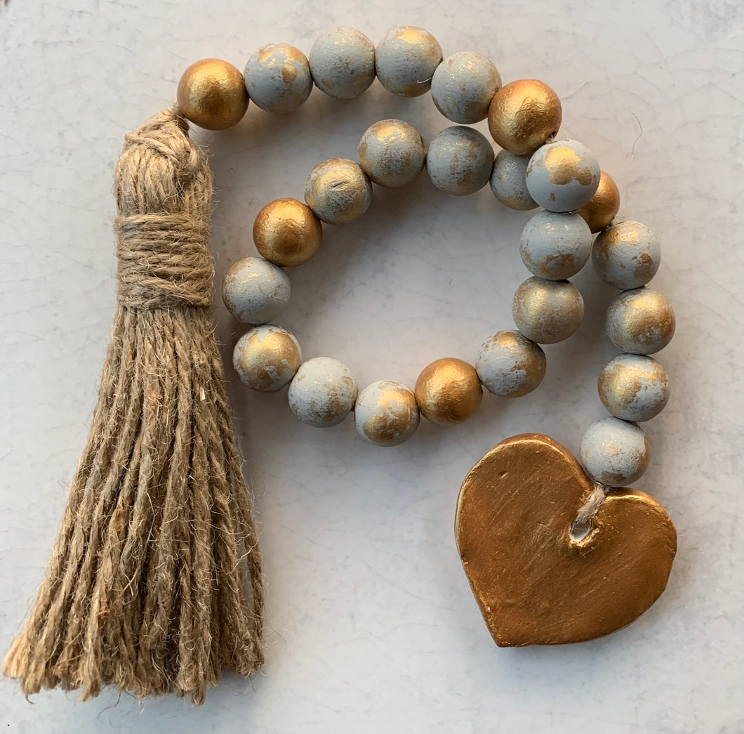 Blessing Beads garland (Grey) with Heart