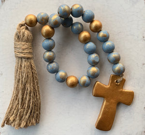 Blessing Beads garland (Light Blue) with Cross