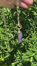 Load and play video in Gallery viewer, 14k gold filled paperclip chain with Purple Druzy pendant
